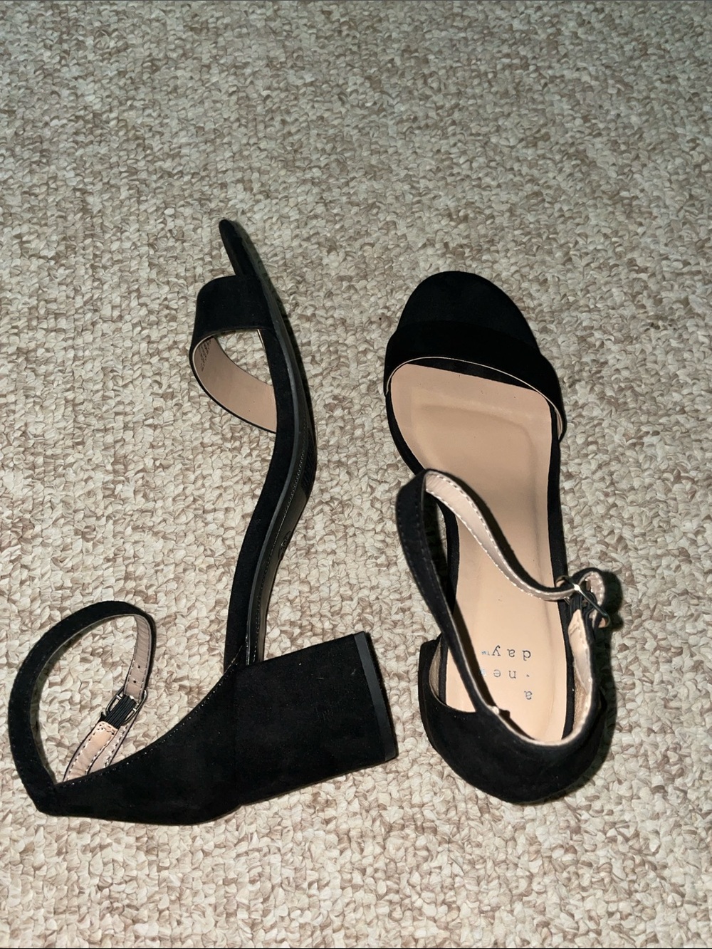 a new day Black Suede Ankle-Strap Block Heel Sandals - Picture 4 of 7